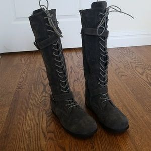 Knee high lace up boots, new!